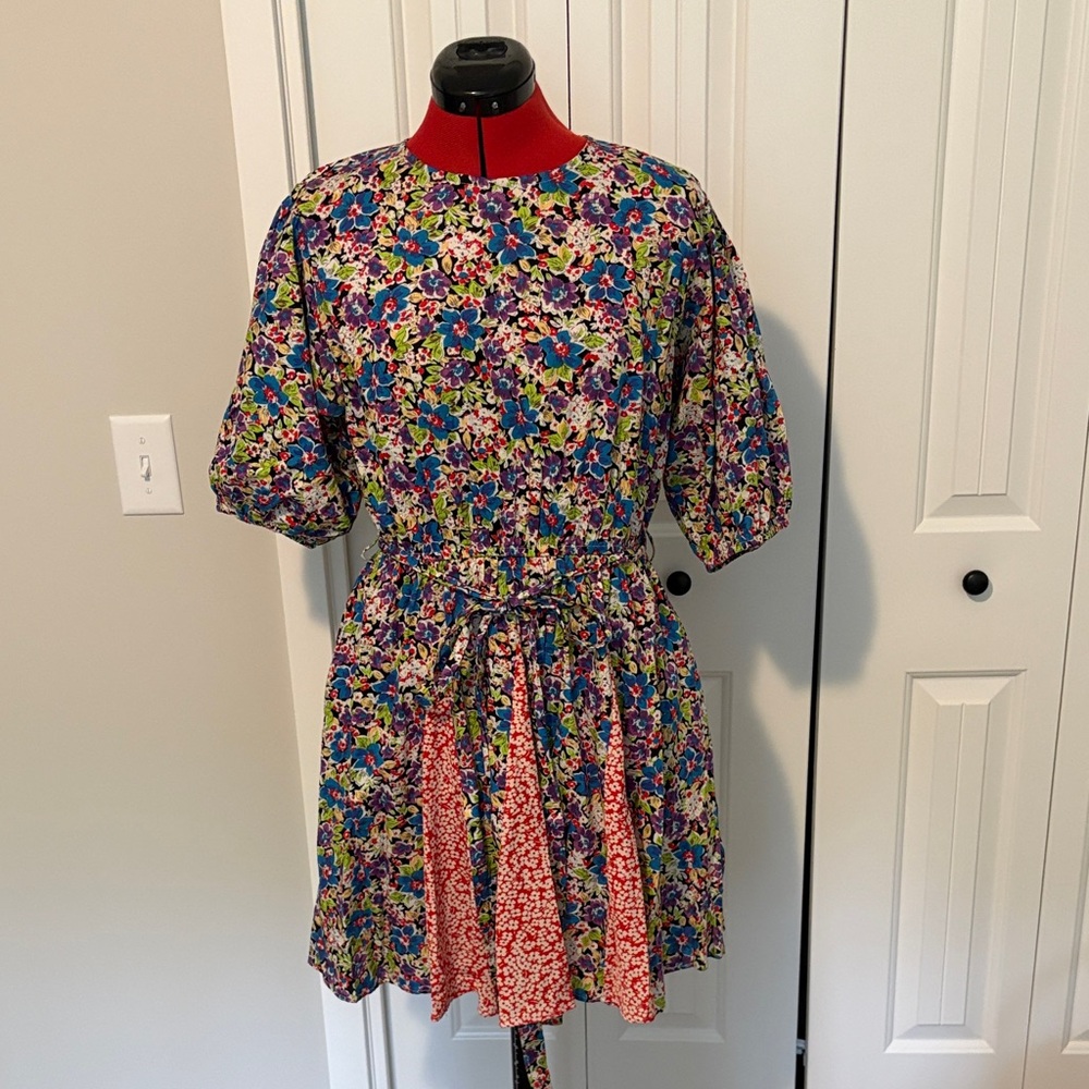MELLODAY Multicolor Floral Tie-Waist Casual Dress